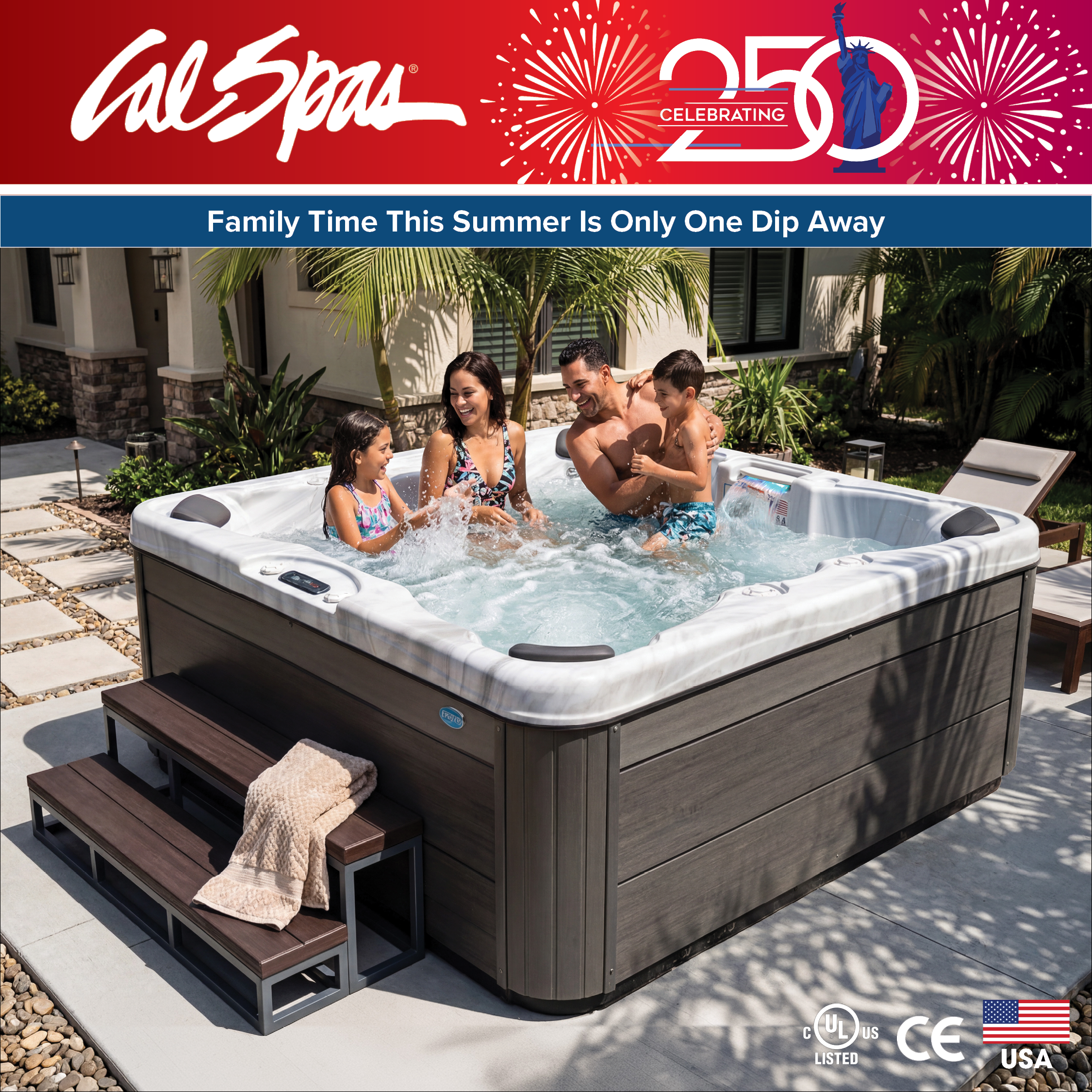 Calspas hot tub being used in a family setting - Palatine